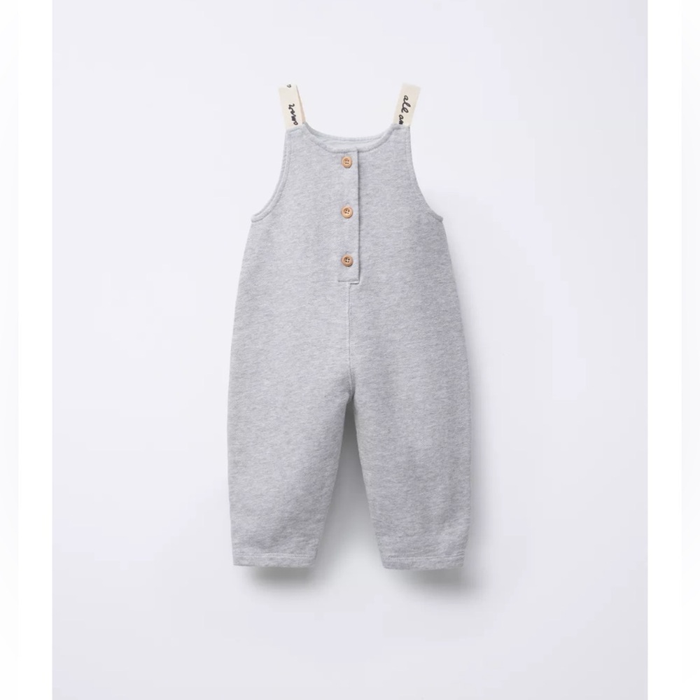 NWT Zara Gray overalls size 6-9mo baby